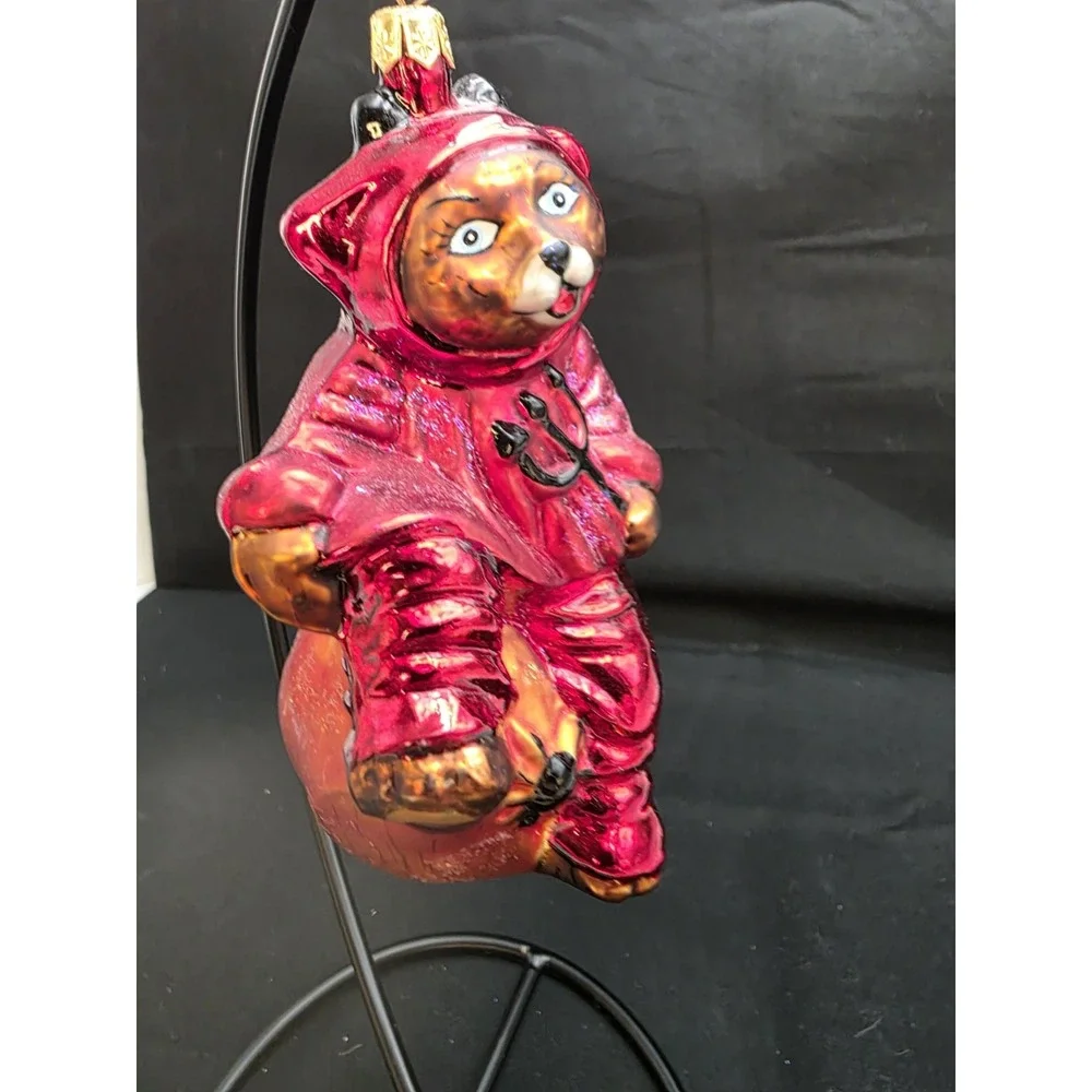 1999 Christopher Radko You Little Devil Bear Halloween GlassOrnament 5